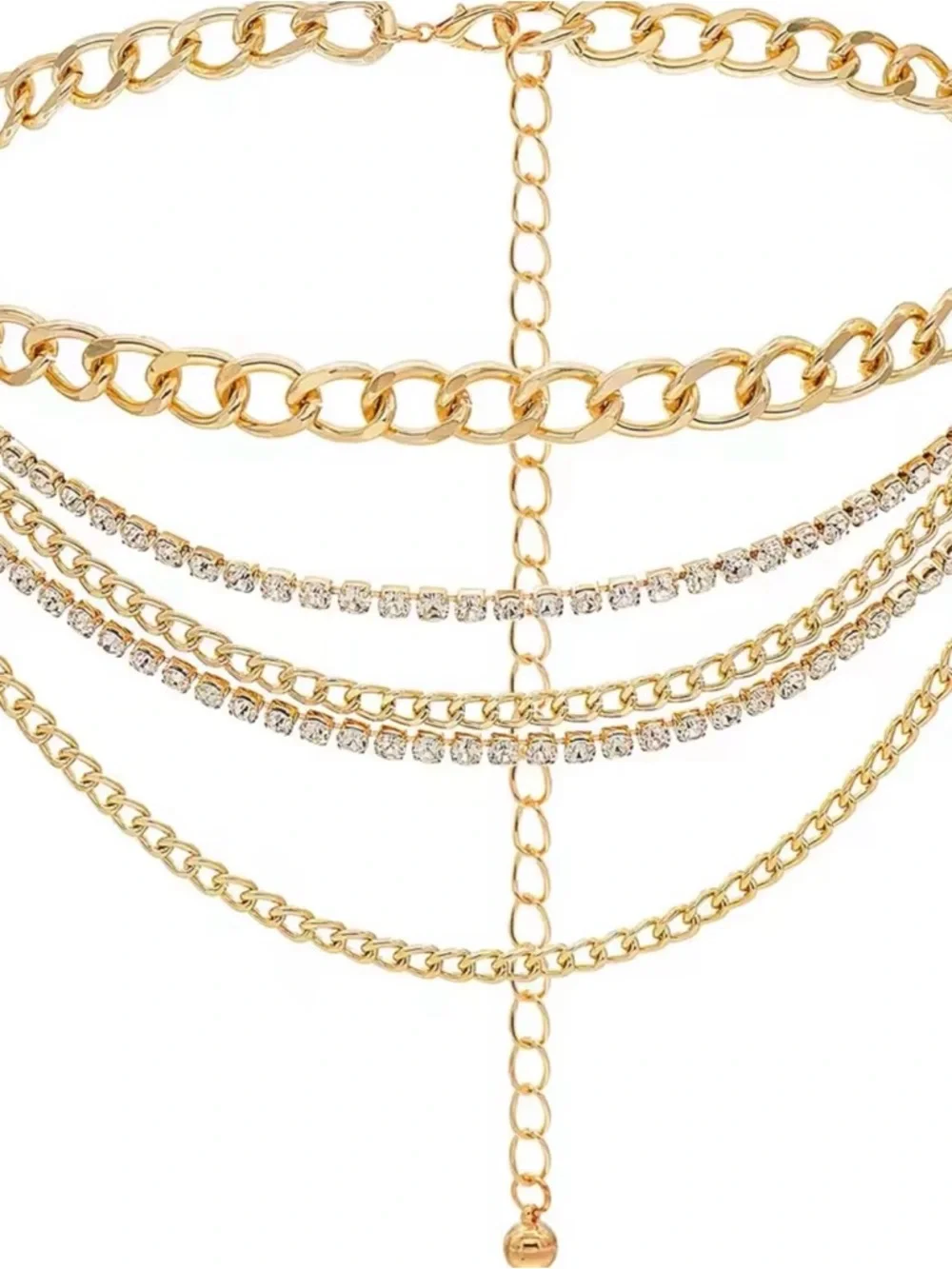 Luxury Multilayered Rhinestone Chain Belt for women 42” - Picture 2 of 3